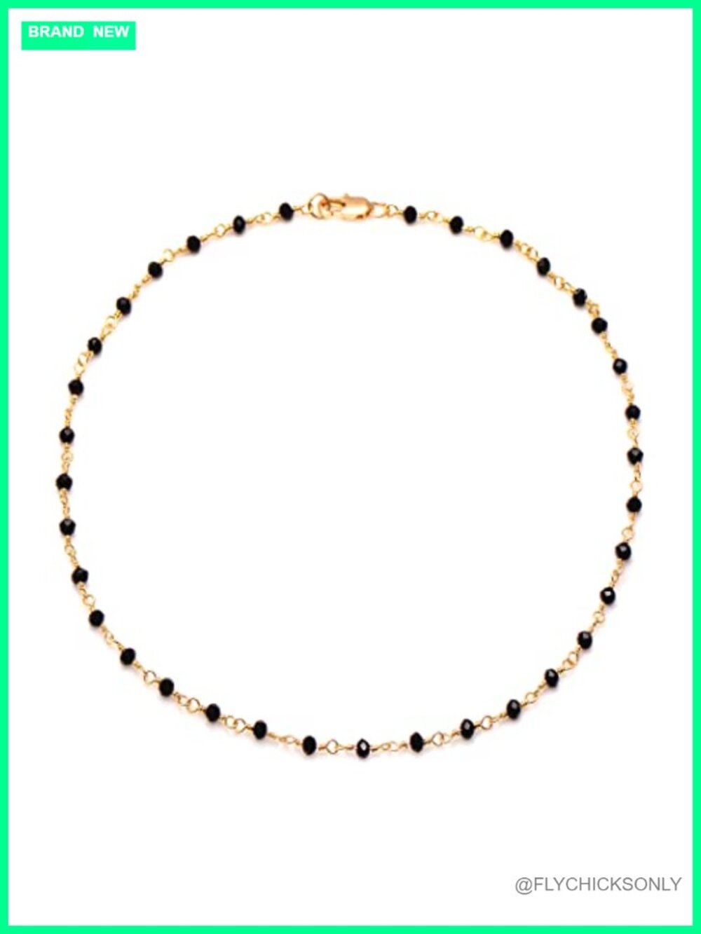 14k Yellow Gold Filled Wire Wrapped Black Onyx Beaded Choker Necklace 15"